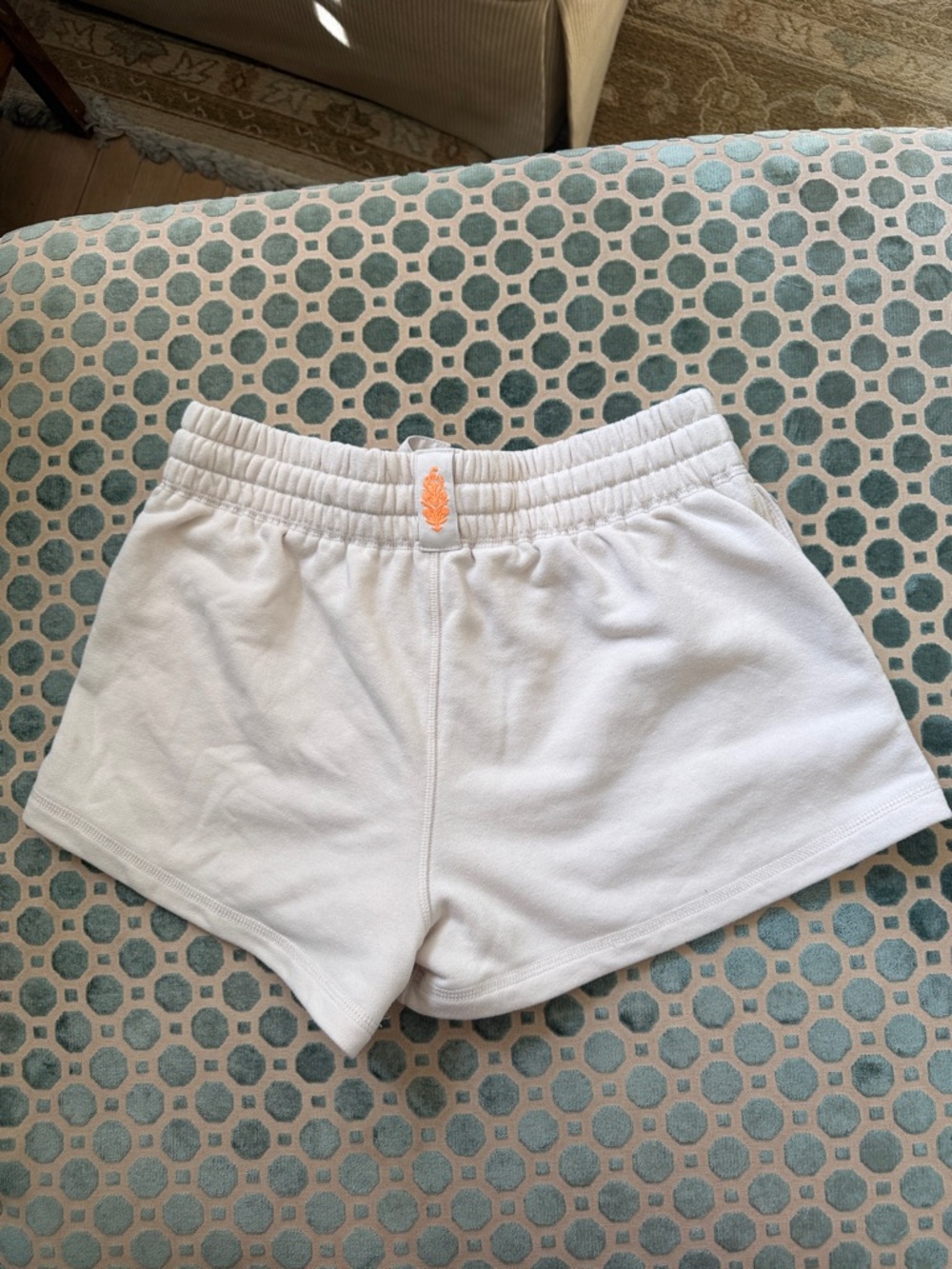 FP Movement by Free People White Athletic Drawstring Shorts with Orange Trim - Picture 2 of 3